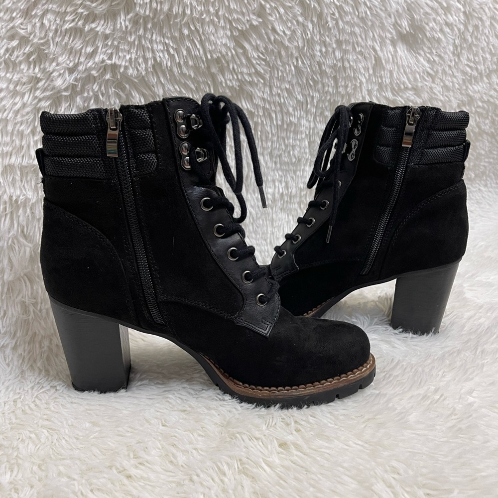 Sophie 17 Black Lace Up Boots With Heel Size 9